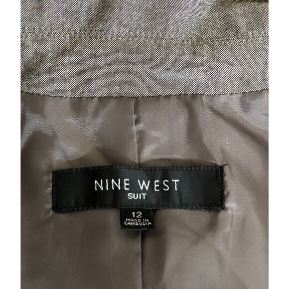 Nine West cropped blazer jacket 12 brown cap shortsleeve career academia Y2K - Picture 4 of 5